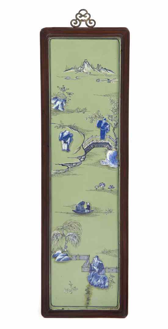 Appraisal: A Chinese Painted and Porcelain Inset Panel having inset underglaze