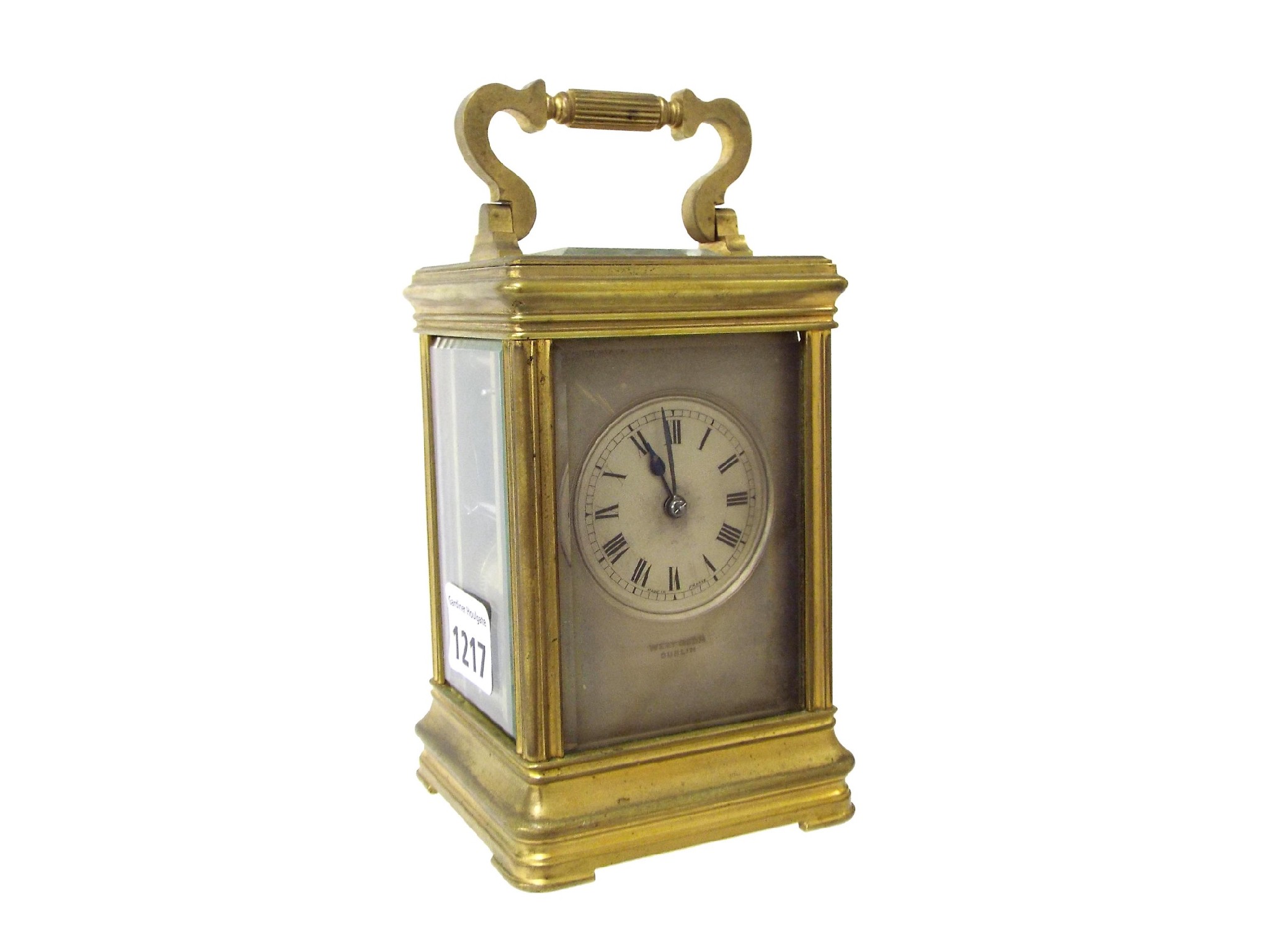 Appraisal: French carriage clock striking on gong the circular dial within