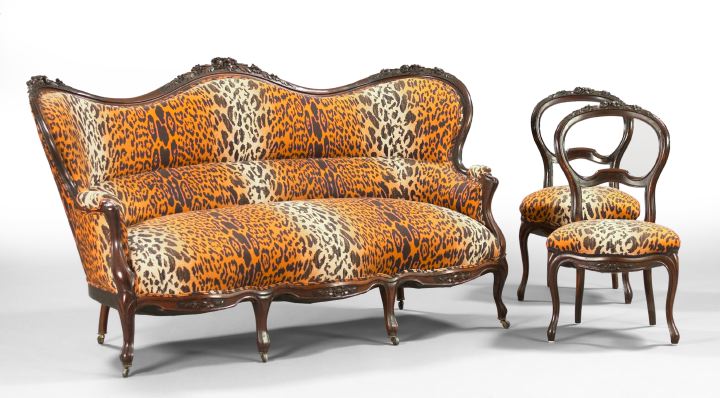 Appraisal: Napoleon III Rosewood-Grained Beechwood Three-Piece Parlor Suite in the rococo