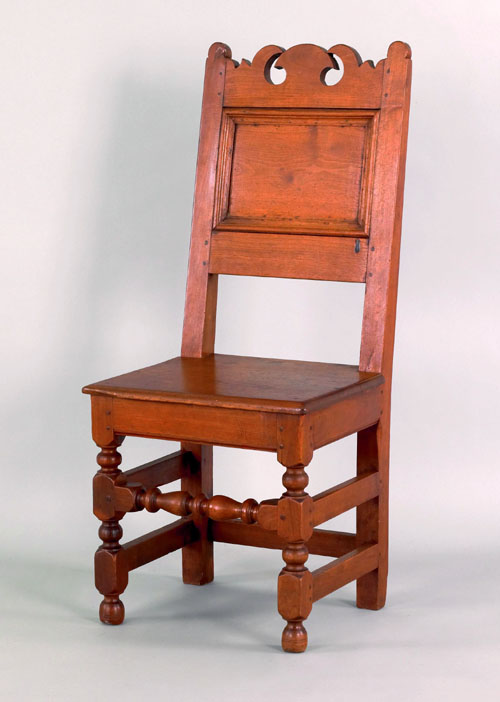 Appraisal: Chester County Pennsylvania William Mary walnut wainscot side chair ca