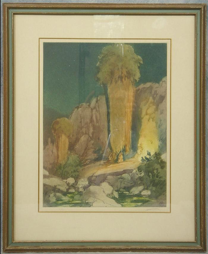 Appraisal: John Wesley Cotton American - Night in Palm Canyon aquatint