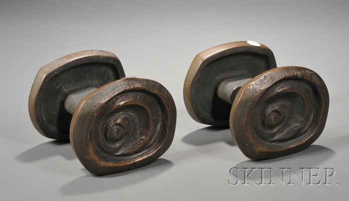 Appraisal: Pair of Studio Cast Bronze Door Handles th century Cast