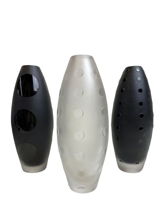 Appraisal: Three Orrefor Crystal Vases Three Orrefor Crystal Vases Black One