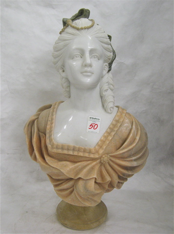 Appraisal: VICTORIAN STYLE CARVED MARBLE BUST OF A YOUNG WOMAN with