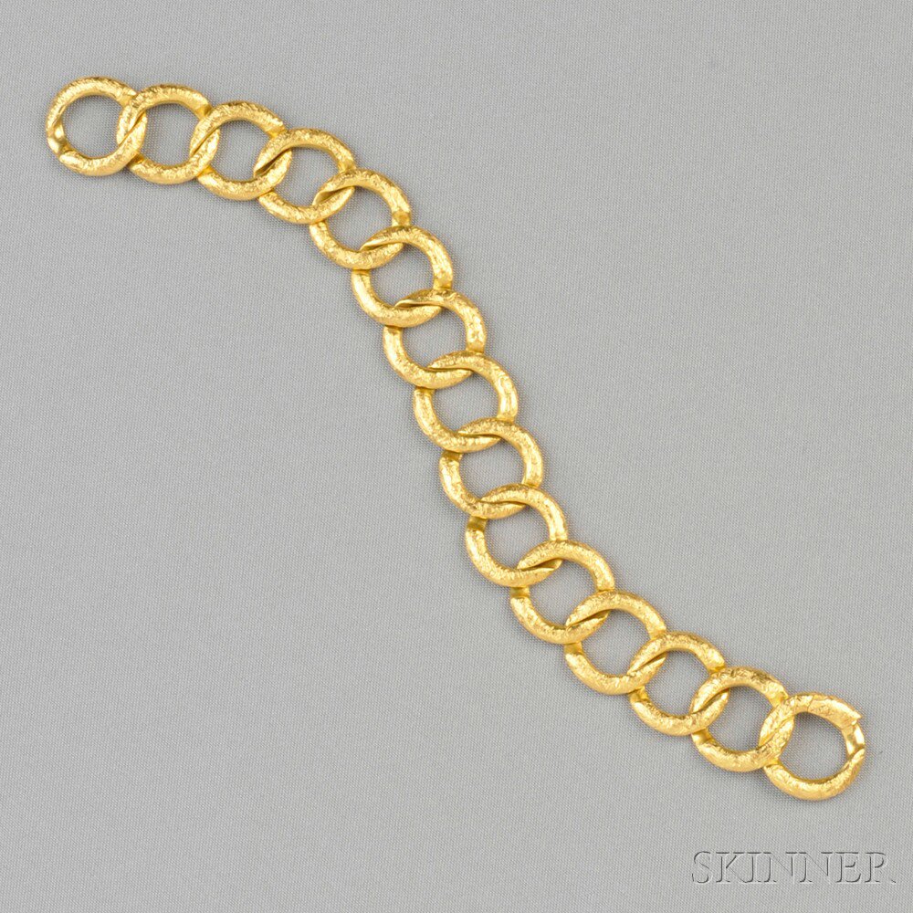 Appraisal: kt Gold Bracelet composed of circular textured links dwt lg