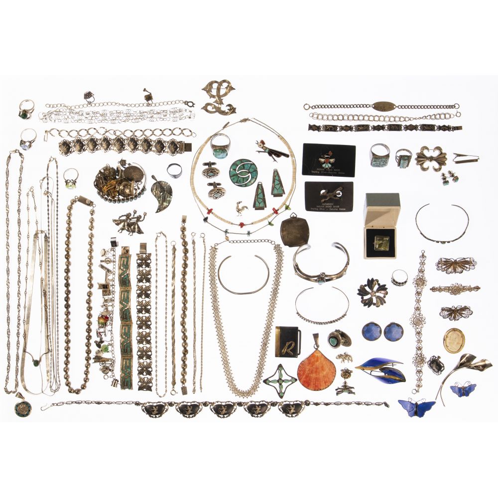 Appraisal: GOLD AND SILVER JEWELRY ASSORTMENTIncluding k gold cameo pin as