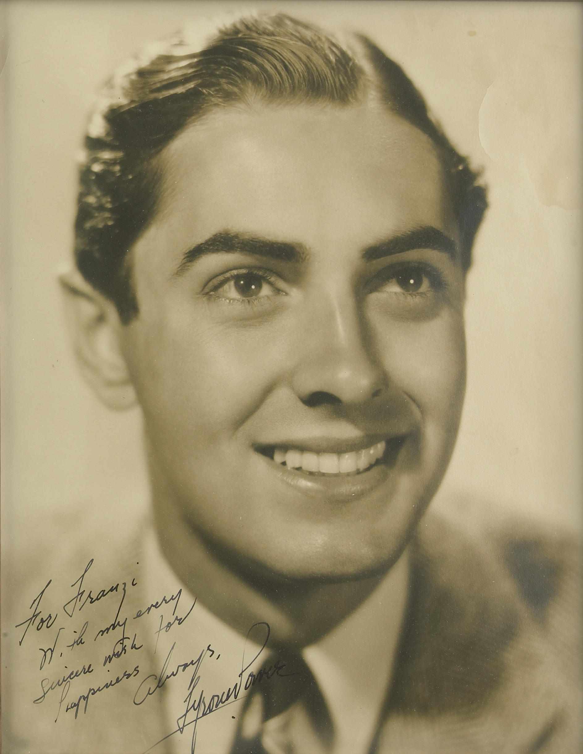 Appraisal: POWER TYRONE - Photograph Signed ''Tyrone Power'' and Inscribed by