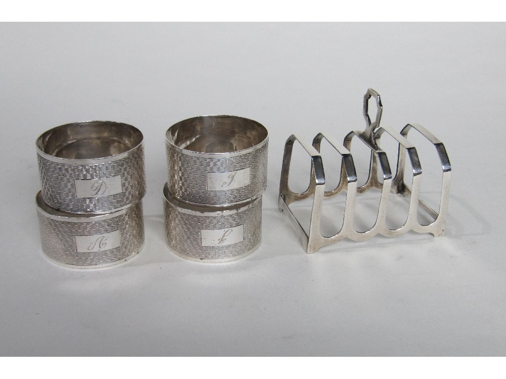 Appraisal: Lot comprising set of silver napkin rings Birmingham and a