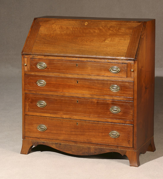 Appraisal: Federal Satinwood Inlaid Walnut Slant-Front Desk Mid-Atlantic States Probably Maryland