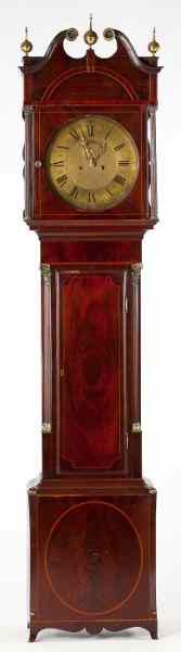 Appraisal: Inlaid Tall Case Clock th centurylikely English mahogany and mahogany