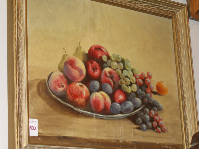 Appraisal: PAULUZZI TH CENTURY Still life of fruit on a platter