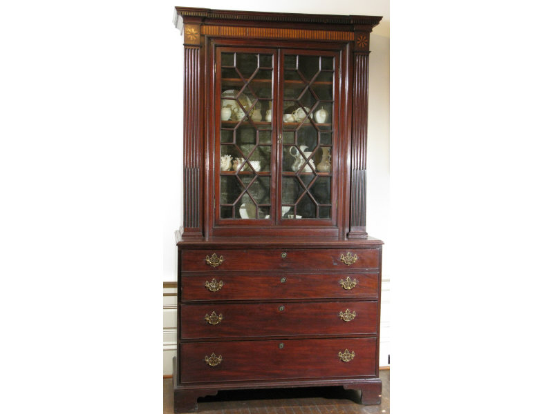 Appraisal: Secretary Bookcase English late th c mahogany and mahogany veneers