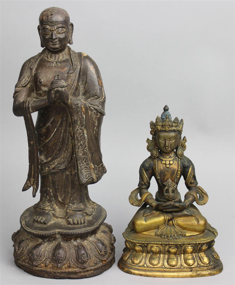 Appraisal: SINO-TIBETAN GILT-BRONZE FIGURE OF SEATED BUDDHA QING DYNASTY TH TH