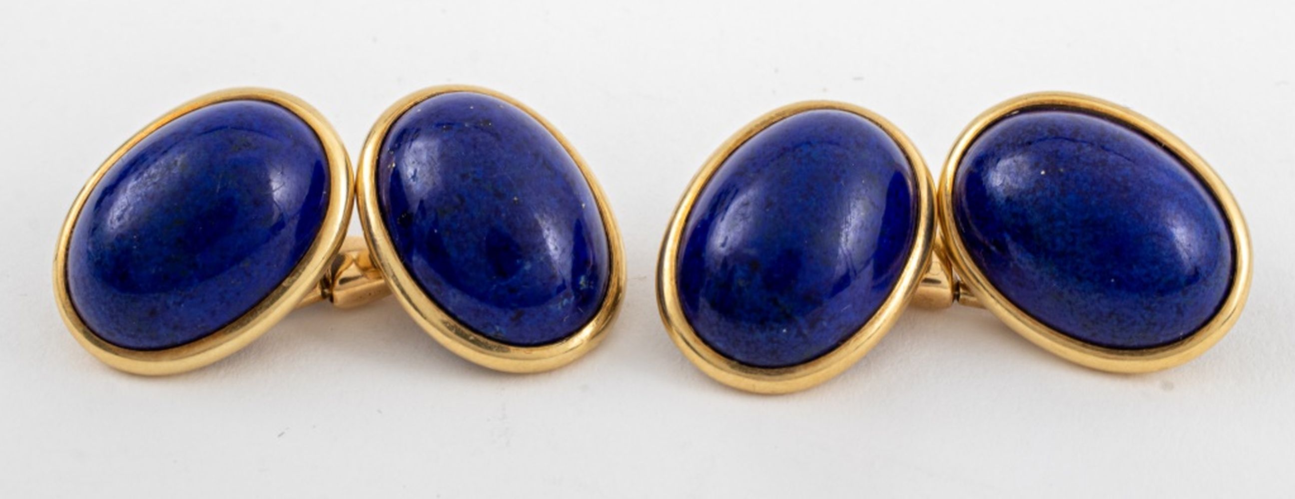 Appraisal: K YELLOW GOLD LAPIS CUFFLINKS Pair of K yellow gold