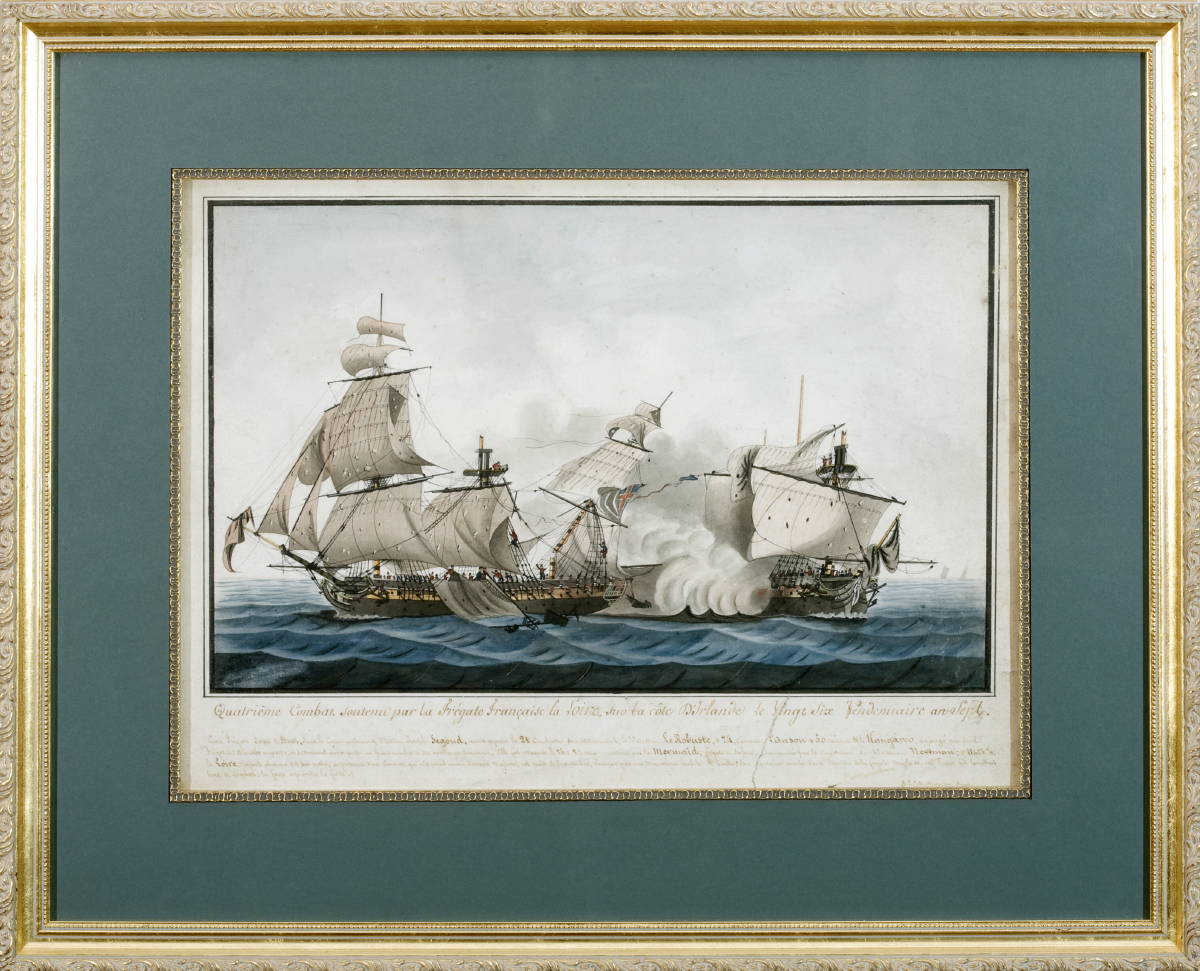 Appraisal: MONTARDIER FRENCH ACT - TWO WATERCOLORS OF NAVAL ENGAGEMENTS INVOLVING