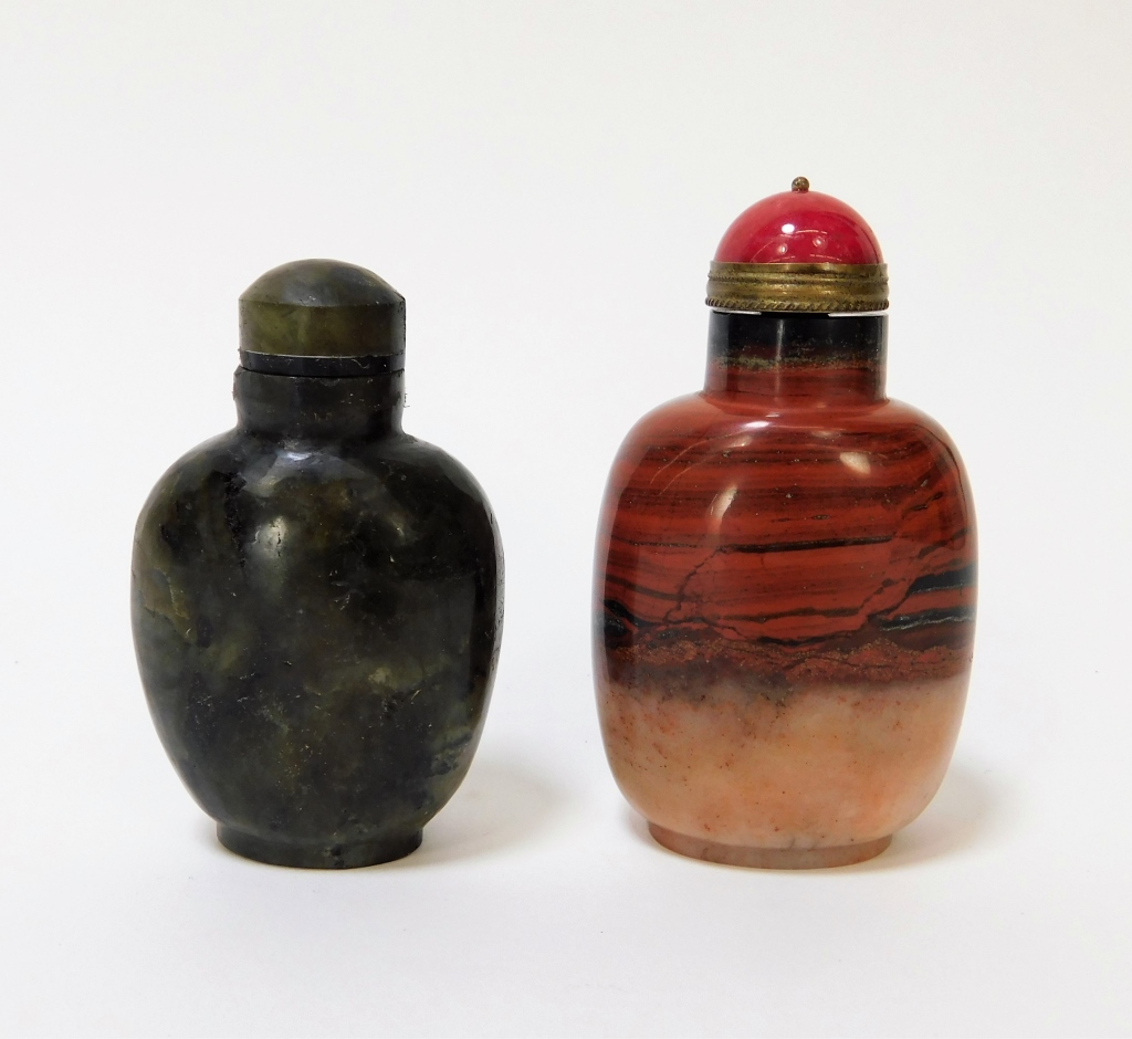 Appraisal: CHINESE AGATE LABRADORITE HARDSTONE SNUFF BOTTLE China th CenturyIncludes a