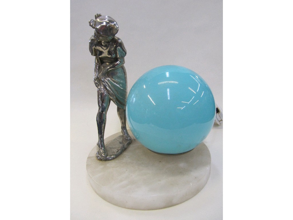 Appraisal: Art Deco lampbase with a chromed figure of a lady