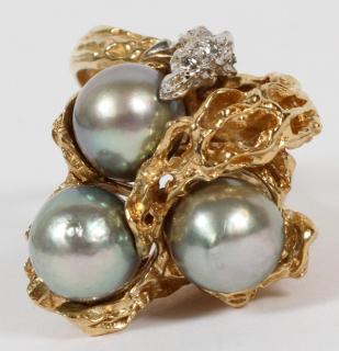 Appraisal: TAHITIAN PEARL GOLD RING TAHITIAN PEARL GOLD RING SIZE A