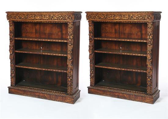 Appraisal: PAIR OF CARVED BOOKCASES Probably English late th century oak