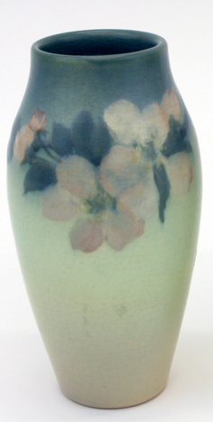 Appraisal: ROOKWOOD VELLUM GLAZE VASE hand painted with vintage roses by