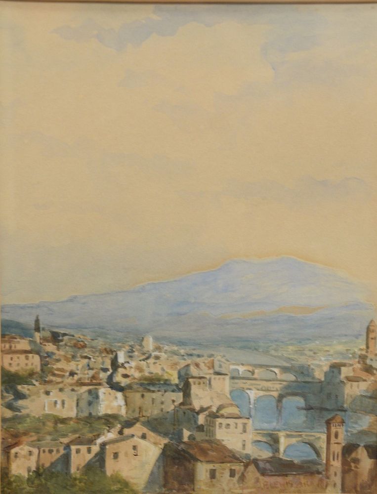 Appraisal: John Frederick Lewis - View of Florence watercolor on paper