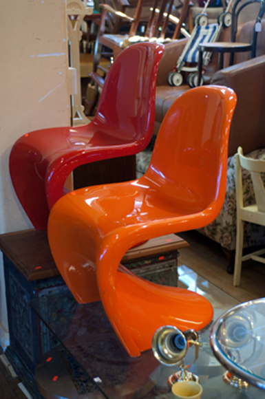 Appraisal: TWO PANTON CHAIRS RED AND ORANGE