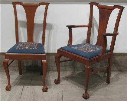 Appraisal: Set of eight George II style mahogany dining chairs th