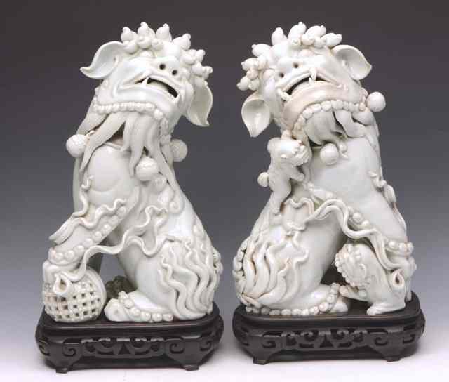 Appraisal: A PAIR OF CHINESE LARGE BLANC DE CHINE MODELS OF