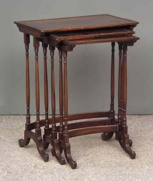 Appraisal: A nest of three mahogany rectangular occasional tables of Georgian