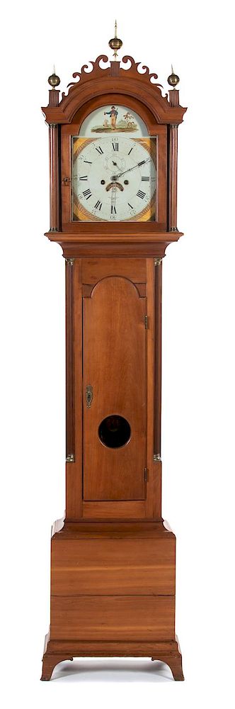 Appraisal: A Federal Cherrywood Longcase Clock A Federal Cherrywood Longcase Clock