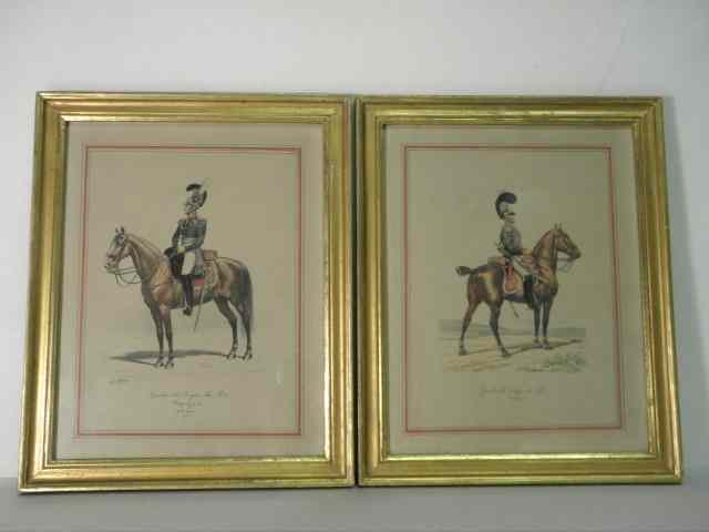 Appraisal: Pair of E Titeux hand colored lithographs ''Historiques et Uniformes