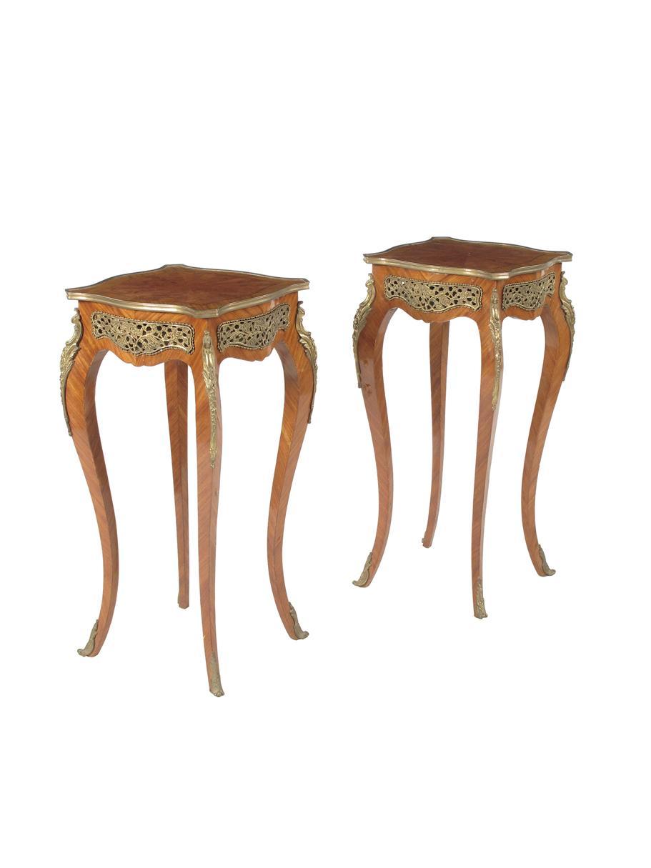 Appraisal: A pair of French kingwood and gilt metal stands