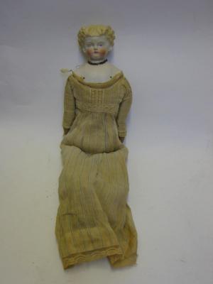 Appraisal: A late th century bisque shoulder head lady doll with