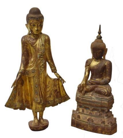 Appraisal: lot of Gilt Buddhas Thailand including standing Buddha hand making