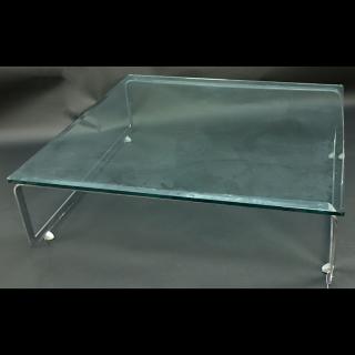 Appraisal: Pace Style Chrome and Glass Coffee Table Unsigned Corrosion and