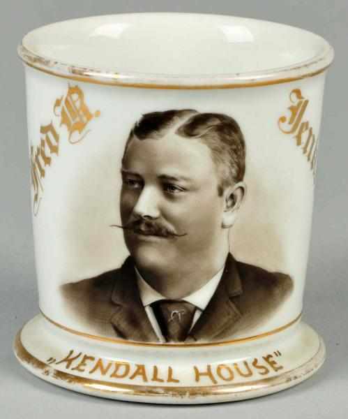 Appraisal: Portrait Shaving Mug Description Gilt name Fred B Jenkins Shows