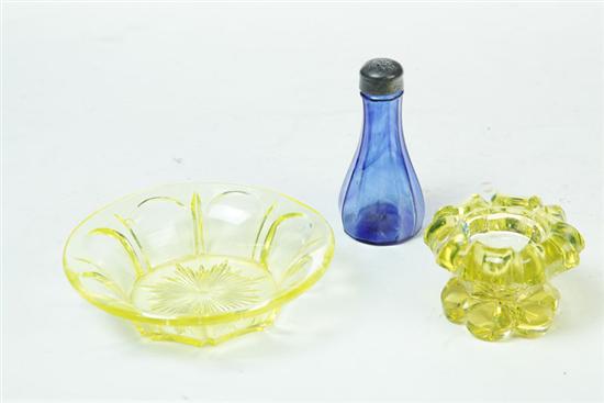 Appraisal: THREE PIECES OF GLASS American st half- th century Canary