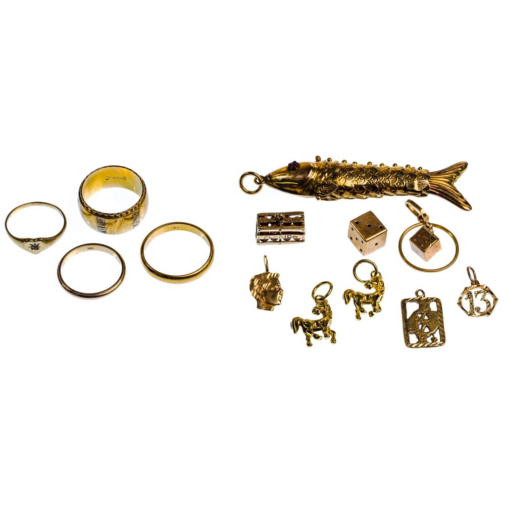 Appraisal: K YELLOW GOLD JEWELRY ASSORTMENT items including band style rings