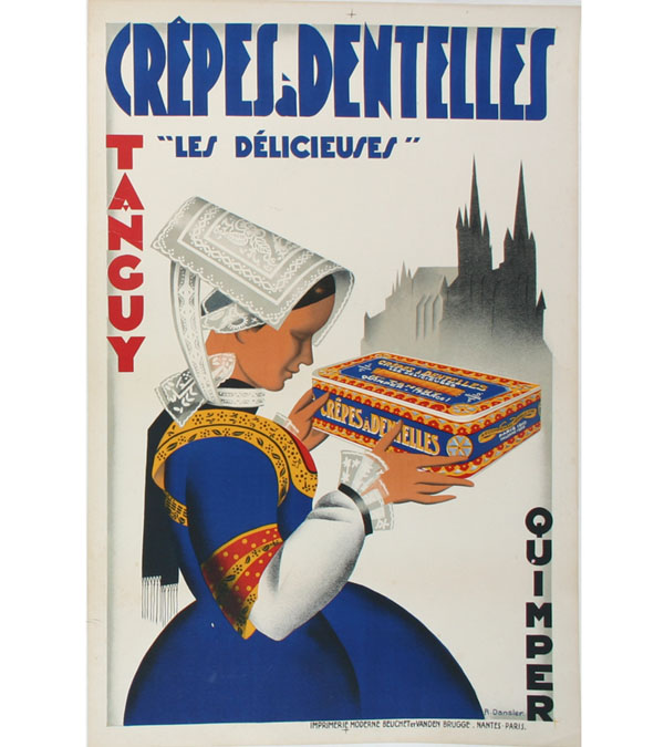 Appraisal: Crepes a Dentelles Quimper vintage ad poster x signed 'R