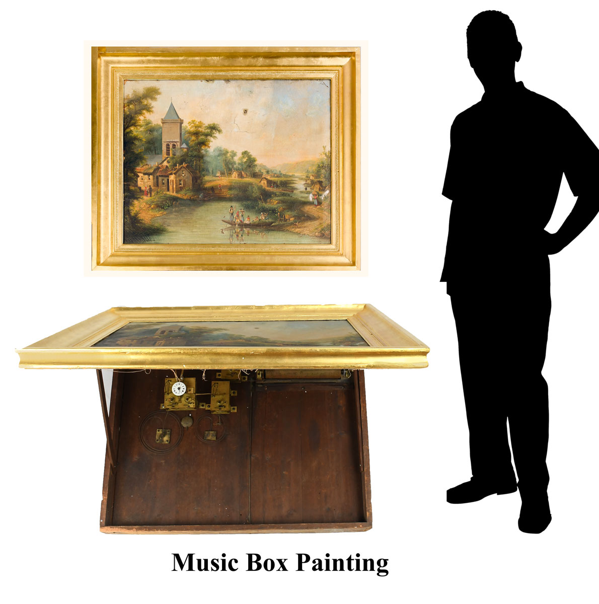 Appraisal: RARE AND HARD TO FIND PAINTING WITH CLOCK AND MUSIC