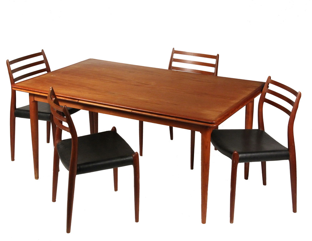 Appraisal: DANISH MODERN TABLE CHAIRS - J L Moller Chairs model