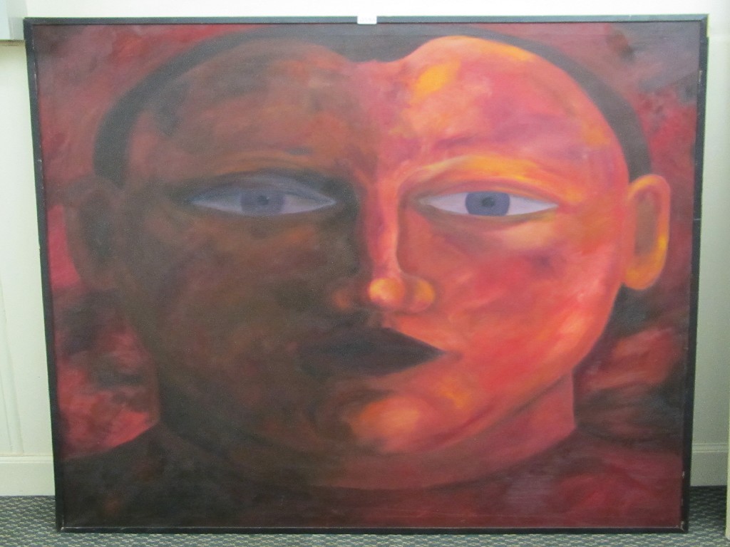 Appraisal: JOHNNY McGUINESS Oil on canvas 'Red Dreams' signed and entitled