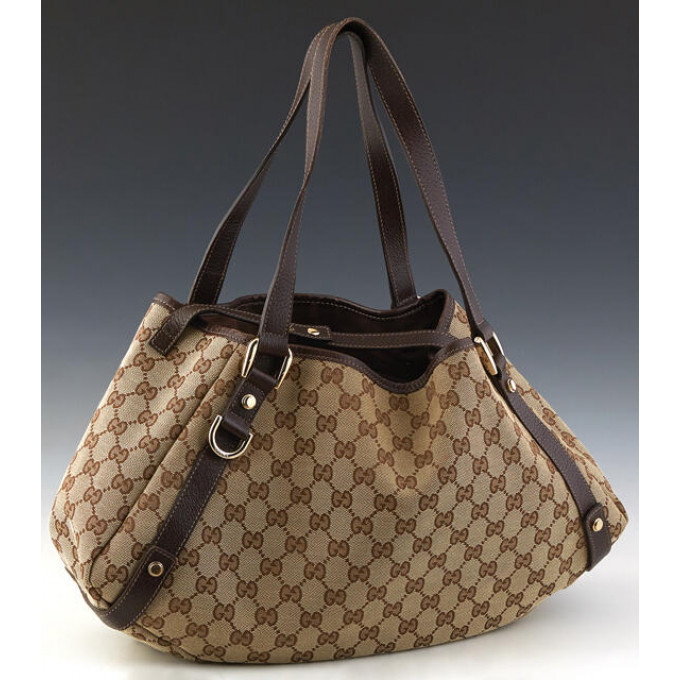 Appraisal: Gucci Abbey Hobo Diagonal Line in beige monogrammed canvas with