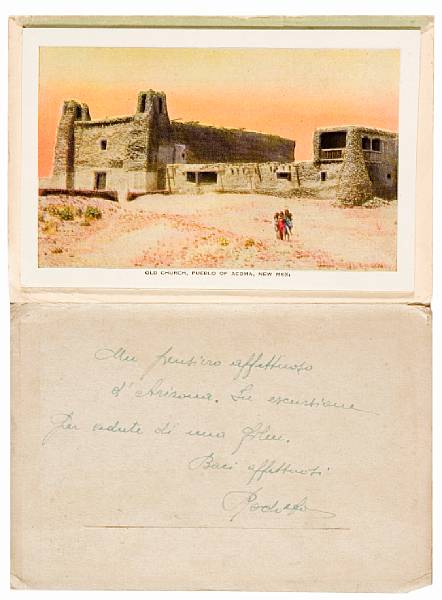 Appraisal: A Rudolph Valentino handwritten postcard to his sister A postcard