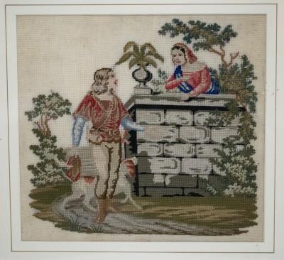 Appraisal: A Victorian needlework picture of Romeo and Juliet cm x