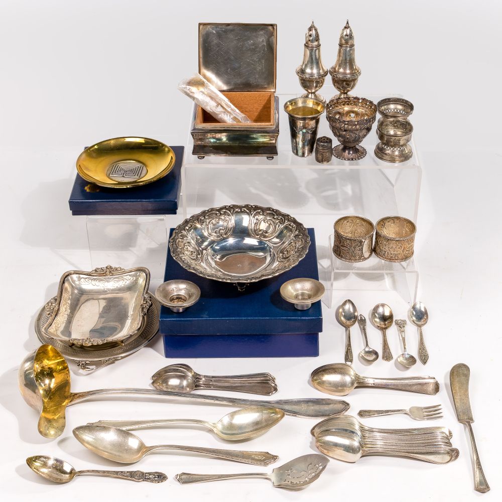 Appraisal: STERLING SILVER COIN SILVER AND EUROPEAN SILVER OBJECT ASSORTMENT items