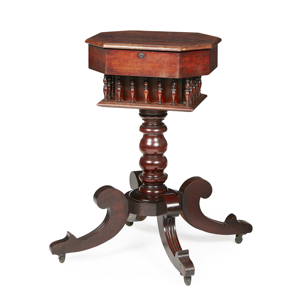 Appraisal: YWILLIAM IV MAHOGANY WORK TABLE EARLY TH CENTURY the octagonal