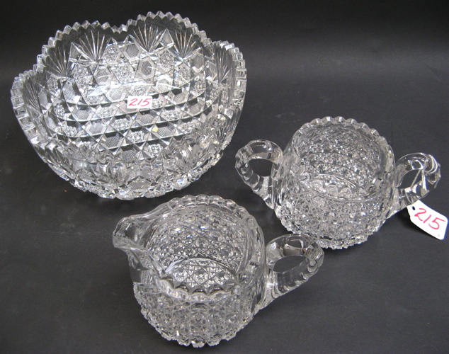 Appraisal: THREE AMERICAN BRILLIANT CUT CRYSTAL ITEMS One a fruit bowl