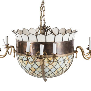 Appraisal: An American Leaded Glass Twelve-Light Chandelier Early th Century with