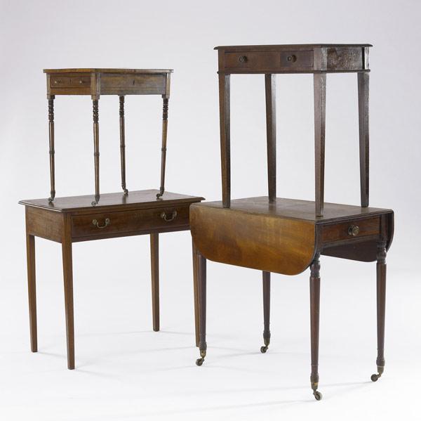 Appraisal: ENGLISH PEMBROKE DROP-LEAF TABLE In maghogany together with three one-drawer